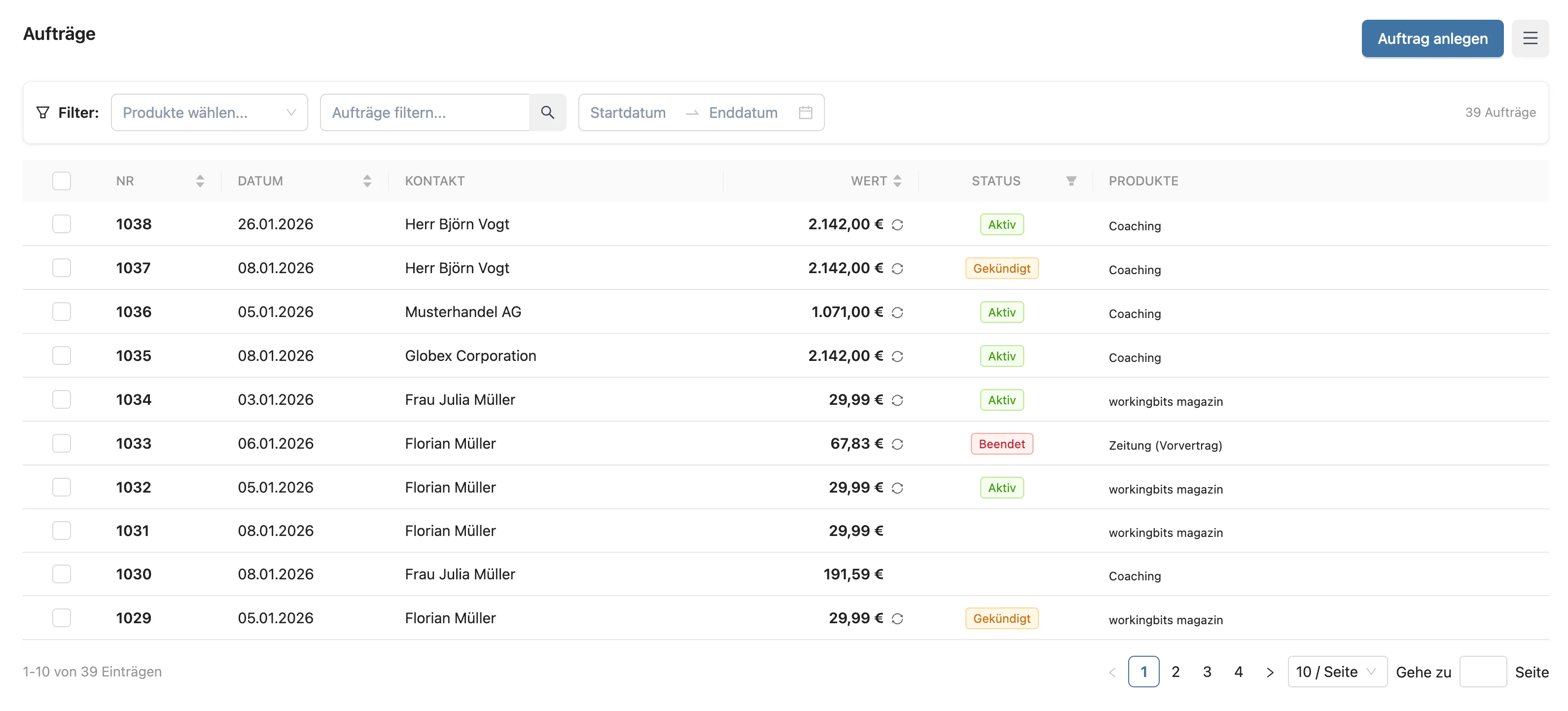 Effiziente Auftragsverwaltung