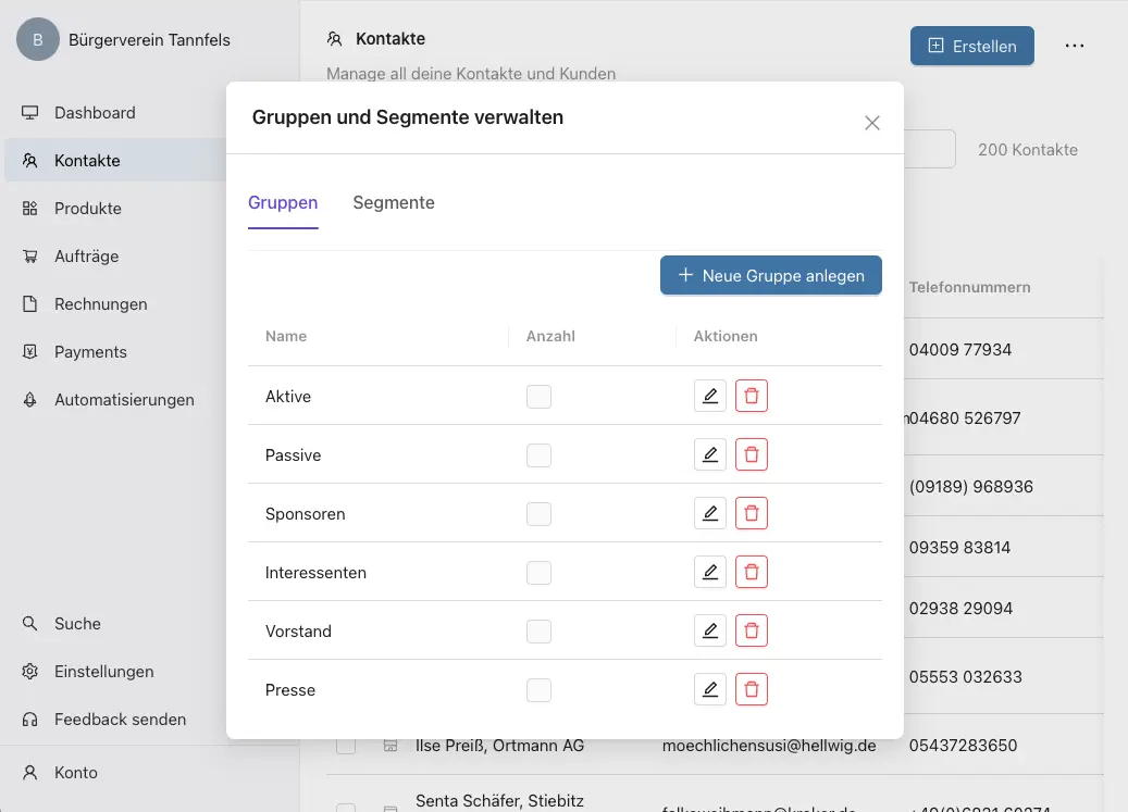 Gruppen und Segmente